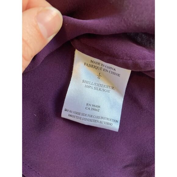 Theory Tank Top Large Silk Sleeveless Layer Purple Round Neck Luxury Classic L - Picture 8 of 13